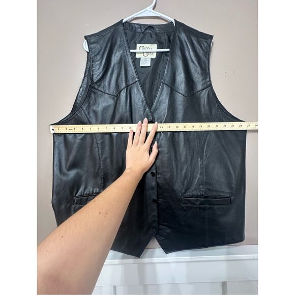 NWOT Cripple Creek Slick Black 100% Leather Western Vest Men's 3XL - Picture 5 of 9